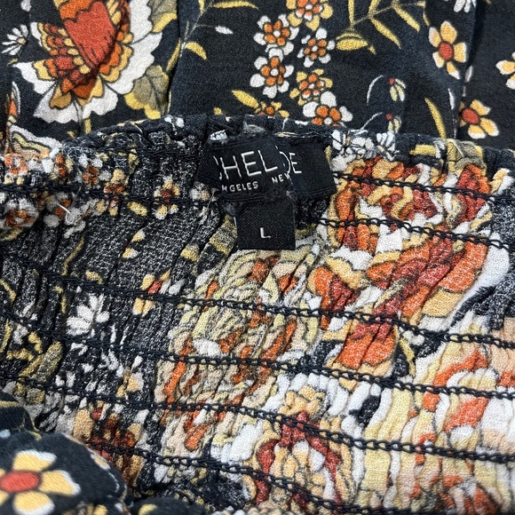 Rachel Zoe Dark Floral Maxi Skirt A-line Button Front Tassel Boho Peasant Size L - Picture 7 of 9